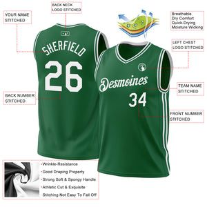 Custom Kelly Green White Authentic Throwback Basketball Jersey