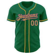 Load image into Gallery viewer, Custom Kelly Green Old Gold-Purple Authentic Baseball Jersey
