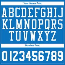 Load image into Gallery viewer, Custom Blue White Round Neck Basketball Jersey
