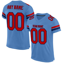 Load image into Gallery viewer, Custom Powder Blue Red-Navy Mesh Authentic Football Jersey
