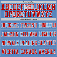 Load image into Gallery viewer, Custom Light Blue Red-White Mesh Authentic Football Jersey
