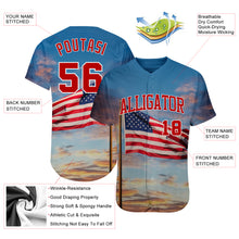 Load image into Gallery viewer, Custom Light Blue Red-White 3D American Flag Fashion Authentic Baseball Jersey
