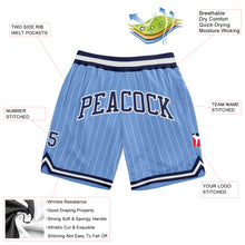 Load image into Gallery viewer, Custom Light Blue White Pinstripe Navy-White Authentic Basketball Shorts
