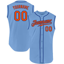 Load image into Gallery viewer, Custom Light Blue Orange-Royal Authentic Sleeveless Baseball Jersey
