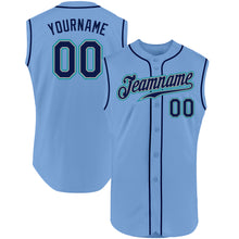 Load image into Gallery viewer, Custom Light Blue Navy-Teal Authentic Sleeveless Baseball Jersey
