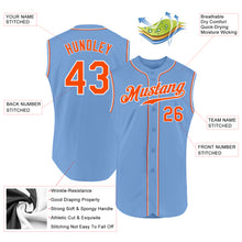 Load image into Gallery viewer, Custom Light Blue Orange-White Authentic Sleeveless Baseball Jersey
