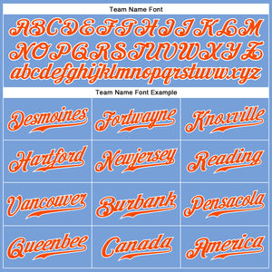 Custom Light Blue Orange-White Authentic Sleeveless Baseball Jersey