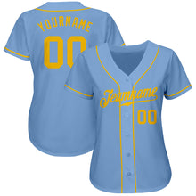 Load image into Gallery viewer, Custom Light Blue Gold Authentic Baseball Jersey
