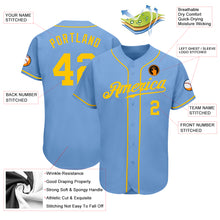 Load image into Gallery viewer, Custom Light Blue Gold Authentic Baseball Jersey
