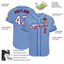 Load image into Gallery viewer, Custom Light Blue Red Pinstripe White-Royal Authentic Baseball Jersey
