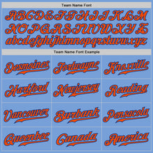 Load image into Gallery viewer, Custom Light Blue Orange Pinstripe Orange-Royal Authentic Baseball Jersey
