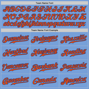 Custom Light Blue Orange Pinstripe Orange-Royal Authentic Baseball Jersey