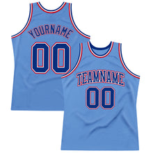 Load image into Gallery viewer, Custom Light Blue Royal-Red Authentic Throwback Basketball Jersey

