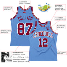 Load image into Gallery viewer, Custom Light Blue Maroon-White Authentic Throwback Basketball Jersey
