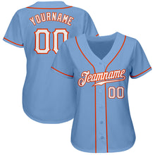 Load image into Gallery viewer, Custom Light Blue White-Orange Authentic Baseball Jersey
