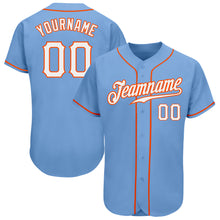Load image into Gallery viewer, Custom Light Blue White-Orange Authentic Baseball Jersey
