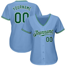 Load image into Gallery viewer, Custom Light Blue Kelly Green-White Authentic Baseball Jersey
