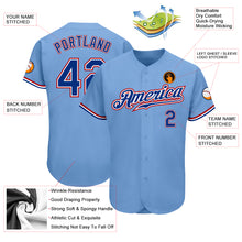 Load image into Gallery viewer, Custom Light Blue Royal-Red Authentic Baseball Jersey
