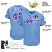 Load image into Gallery viewer, Custom Light Blue Purple-White Authentic Baseball Jersey
