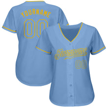 Load image into Gallery viewer, Custom Light Blue Light Blue-Gold Authentic Baseball Jersey
