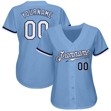 Load image into Gallery viewer, Custom Light Blue White-Navy Authentic Baseball Jersey
