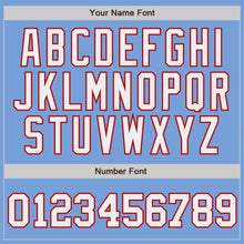 Load image into Gallery viewer, Custom Light Blue White Pinstripe White-Red Authentic Baseball Jersey
