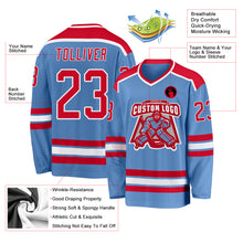 Load image into Gallery viewer, Custom Light Blue Red-White Hockey Jersey
