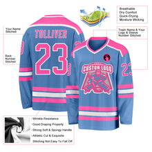 Load image into Gallery viewer, Custom Light Blue Pink-White Hockey Jersey
