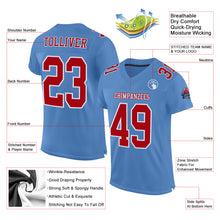 Load image into Gallery viewer, Custom Light Blue Red-White Mesh Authentic Football Jersey

