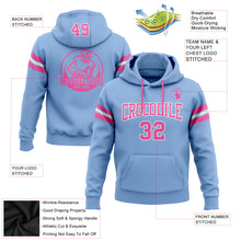 Load image into Gallery viewer, Custom Stitched Light Blue Pink-White Football Pullover Sweatshirt Hoodie
