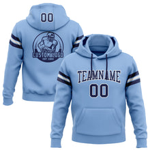 Load image into Gallery viewer, Custom Stitched Light Blue Navy-White Football Pullover Sweatshirt Hoodie
