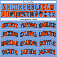 Load image into Gallery viewer, Custom Light Blue Orange-Black Authentic Throwback Basketball Jersey
