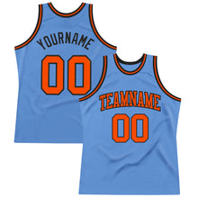 Load image into Gallery viewer, Custom Light Blue Orange-Black Authentic Throwback Basketball Jersey
