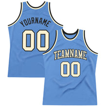 Load image into Gallery viewer, Custom Light Blue Cream-Black Authentic Throwback Basketball Jersey
