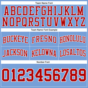 Custom Light Blue Red-White Authentic Throwback Basketball Shorts