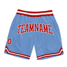 Load image into Gallery viewer, Custom Light Blue Red-White Authentic Throwback Basketball Shorts
