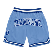 Load image into Gallery viewer, Custom Light Blue Royal-White Authentic Throwback Basketball Shorts
