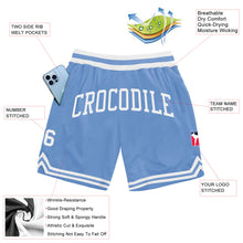Load image into Gallery viewer, Custom Light Blue White Authentic Throwback Basketball Shorts
