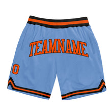 Load image into Gallery viewer, Custom Light Blue Orange-Black Authentic Throwback Basketball Shorts
