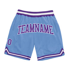 Load image into Gallery viewer, Custom Light Blue Purple-White Authentic Throwback Basketball Shorts
