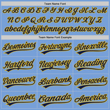 Load image into Gallery viewer, Custom Light Blue Gold-Navy Authentic Baseball Jersey
