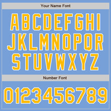 Load image into Gallery viewer, Custom Light Blue Gold-White Authentic Baseball Jersey

