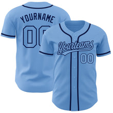 Load image into Gallery viewer, Custom Light Blue Light Blue-Navy Authentic Baseball Jersey
