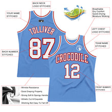 Load image into Gallery viewer, Custom Light Blue White-Red Authentic Throwback Basketball Jersey
