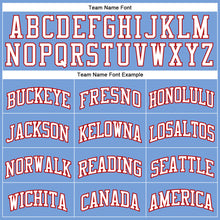 Load image into Gallery viewer, Custom Light Blue White-Red Authentic Throwback Basketball Jersey
