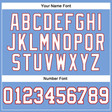 Load image into Gallery viewer, Custom Light Blue White-Red Authentic Throwback Basketball Jersey

