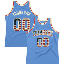 Load image into Gallery viewer, Custom Light Blue Vintage USA Flag-Cream Authentic Throwback Basketball Jersey
