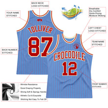Load image into Gallery viewer, Custom Light Blue Red Pinstripe Red-Cream Authentic Basketball Jersey
