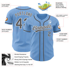 Load image into Gallery viewer, Custom Light Blue White Pinstripe Steel Gray Authentic Baseball Jersey

