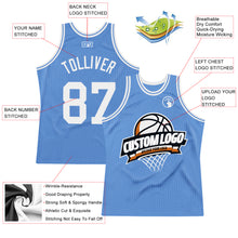 Load image into Gallery viewer, Custom Light Blue White Authentic Throwback Basketball Jersey
